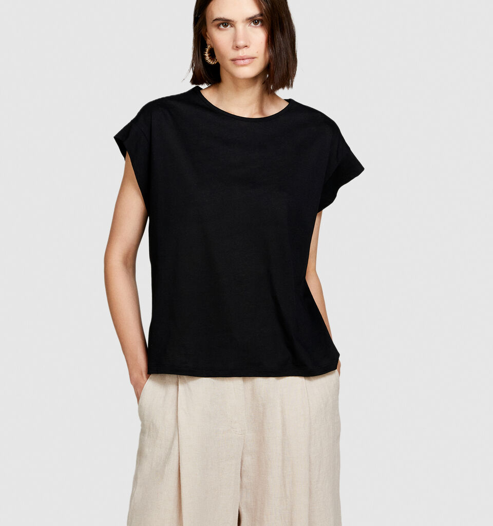 Slub t-shirt - women's short sleeve t-shirts - Black | Sisley image number 4